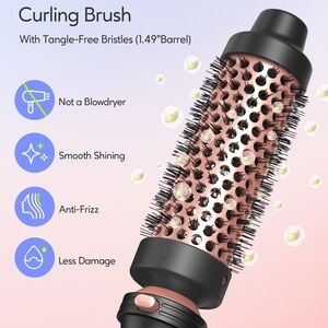 Curling Brush with Tangle-Free Bristles - Black and Rose Gold